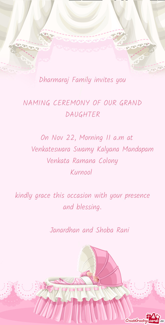Dharmaraj Family invites you