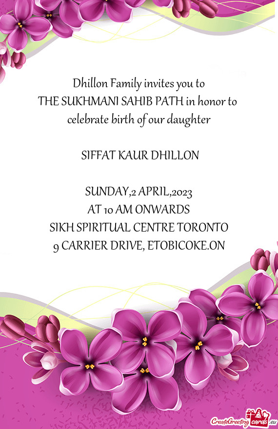 Dhillon Family invites you to