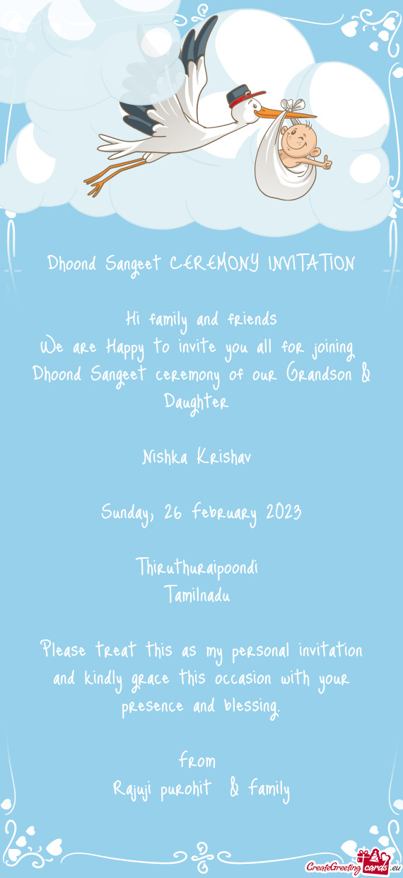 Dhoond Sangeet ceremony of our Grandson & Daughter