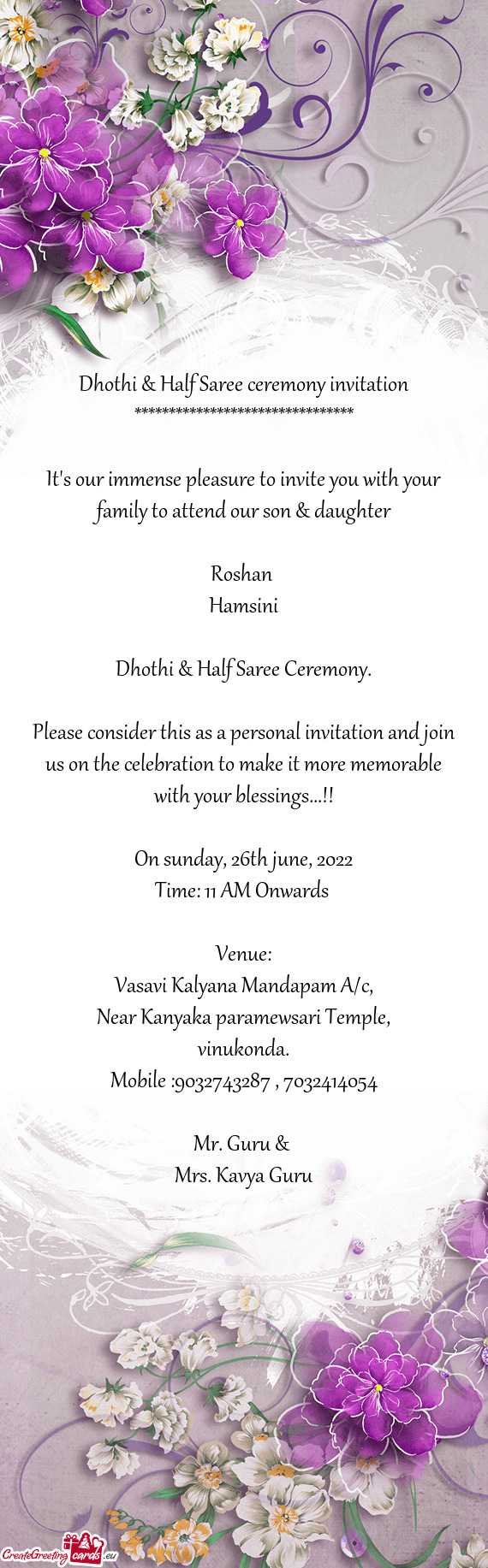 Dhothi & Half Saree Ceremony