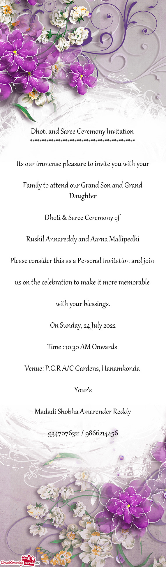 Dhoti & Saree Ceremony of