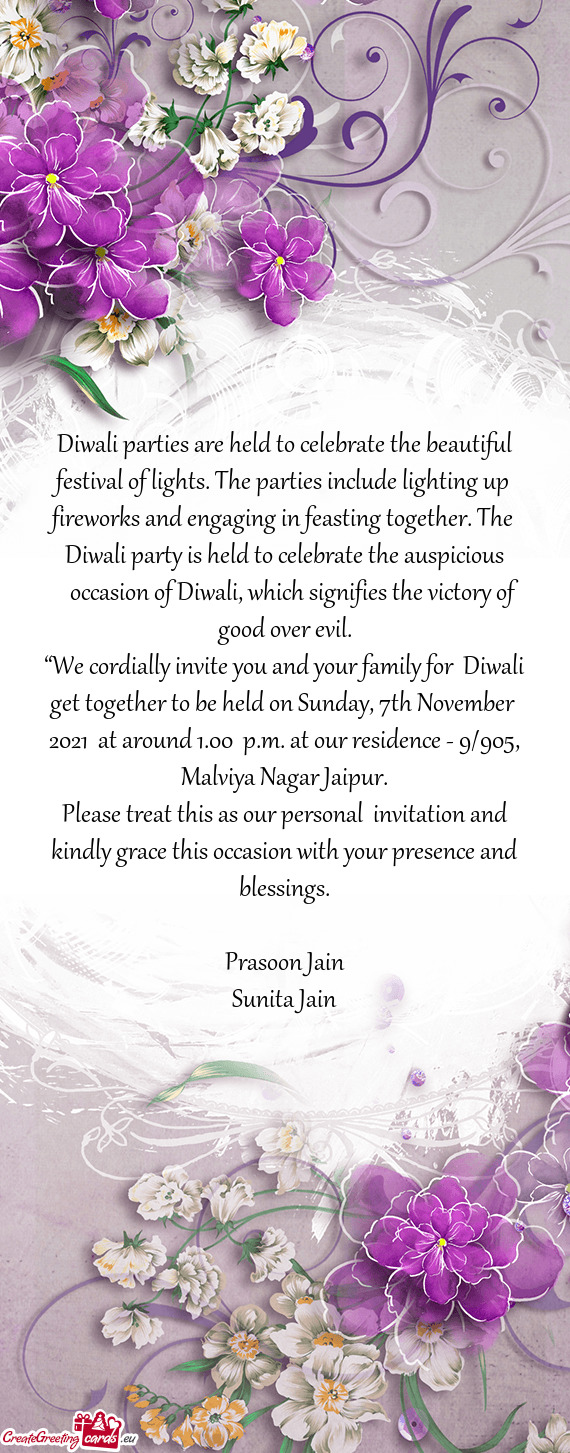 Diwali parties are held to celebrate the beautiful festival of lights. The parties include lighting
