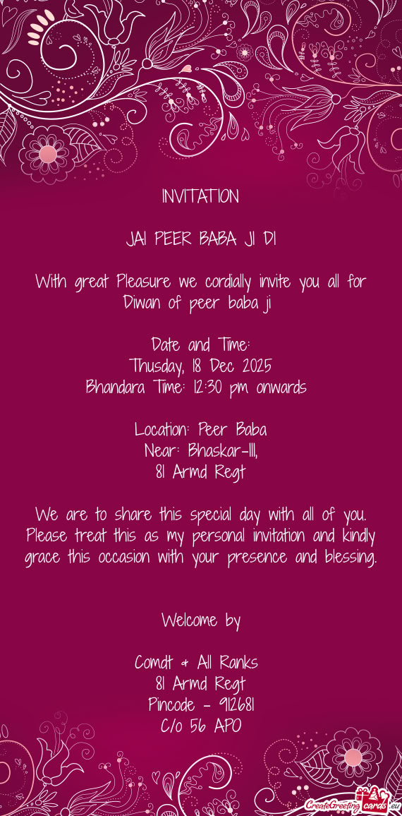 Diwan of peer baba ji