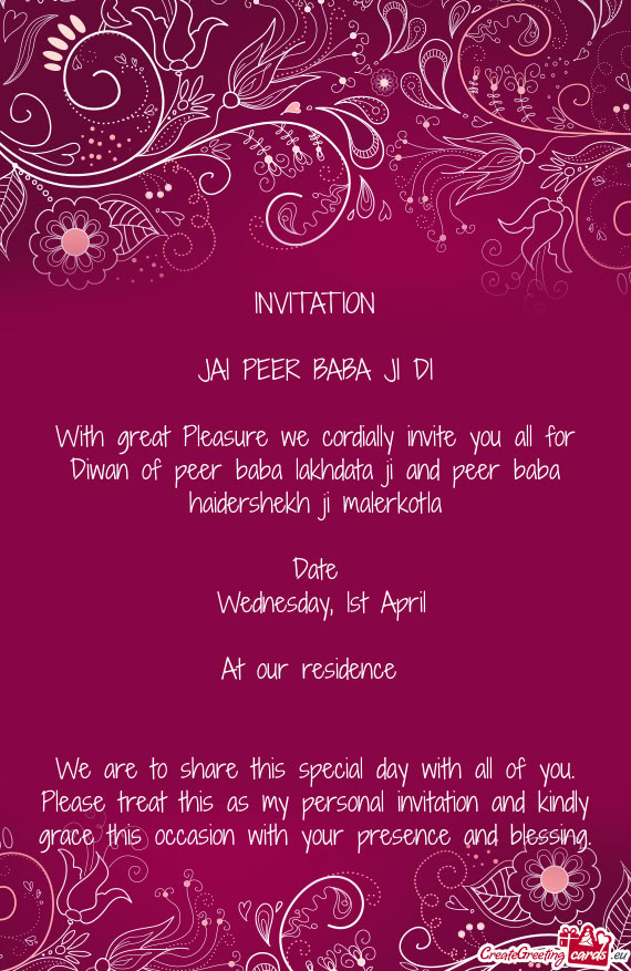 Diwan of peer baba lakhdata ji and peer baba haidershekh ji malerkotla