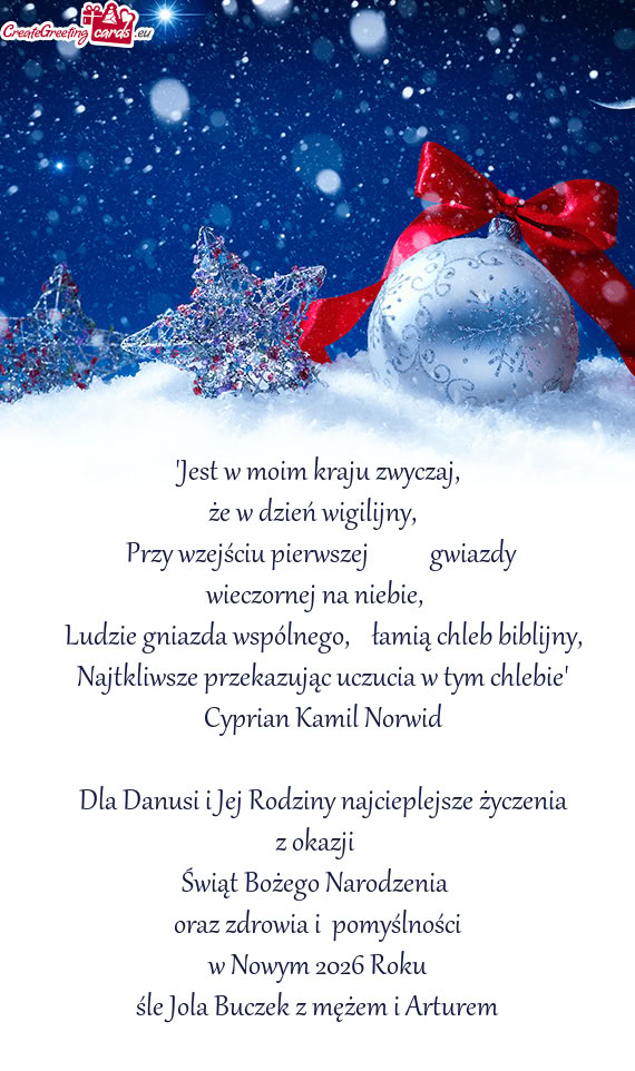 Dla Danusi i Jej Rodziny najcieplejsze życzenia