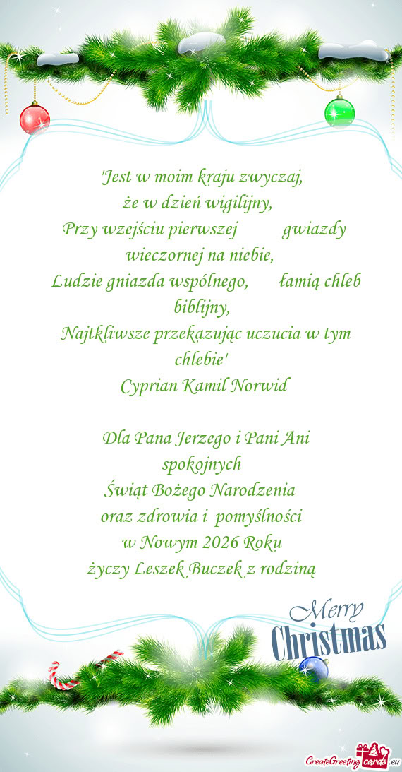 Dla Pana Jerzego i Pani Ani