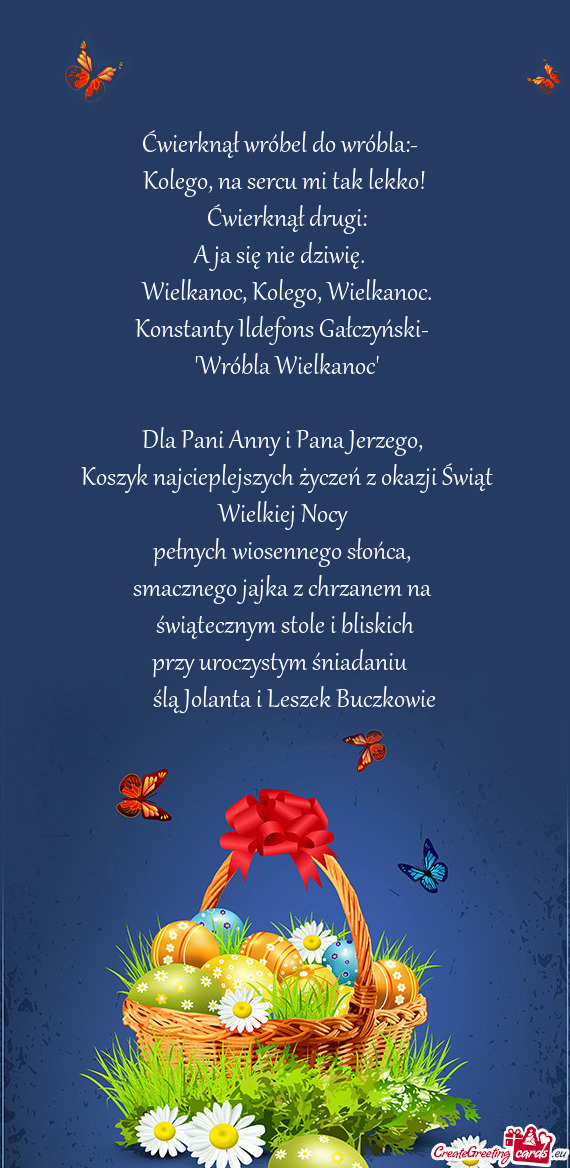 Dla Pani Anny i Pana Jerzego