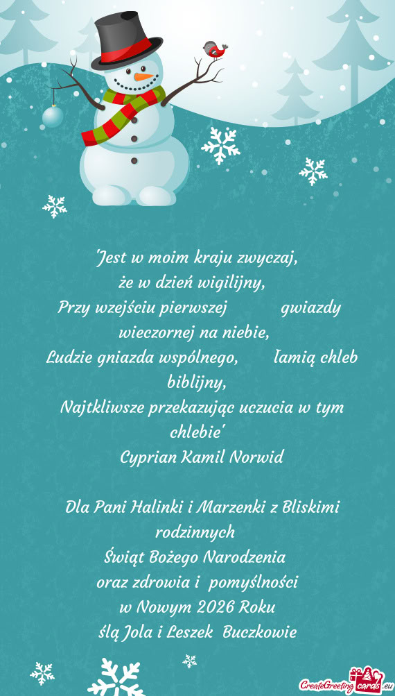 Dla Pani Halinki i Marzenki z Bliskimi