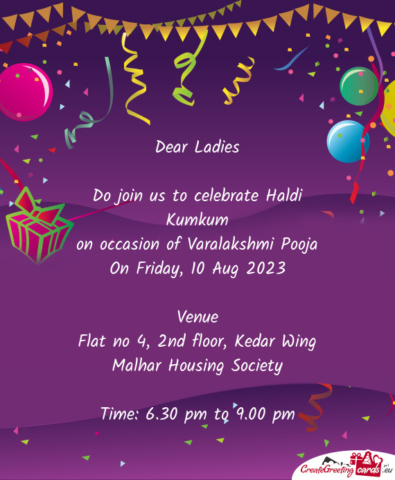 Do join us to celebrate Haldi Kumkum