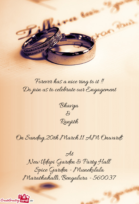 Do join us to celebrate our Engagement