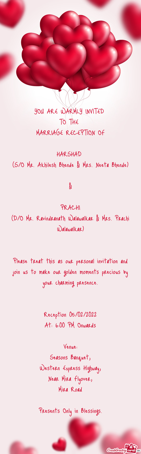(D/O Mr. Ravindranath Walawalkar & Mrs. Prachi Walawalkar)