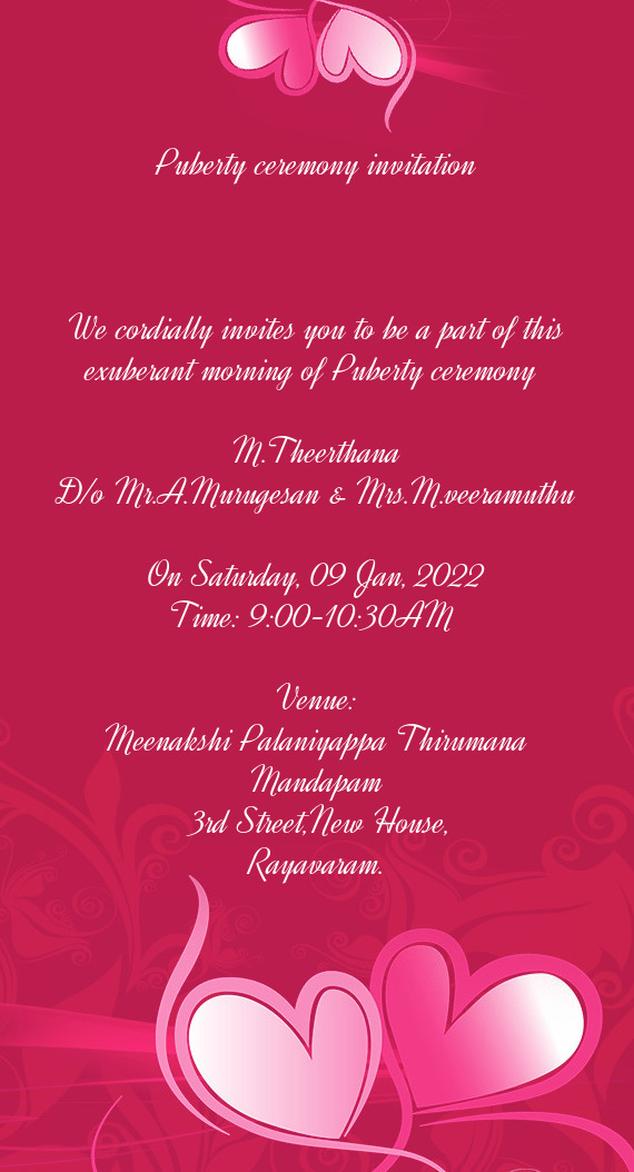 D/o Mr.A.Murugesan & Mrs.M.veeramuthu