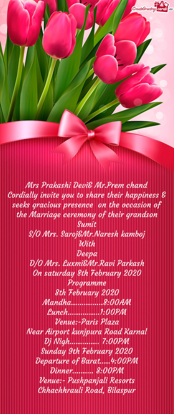 D/O Mrs. Luxmi&Mr.Ravi Parkash