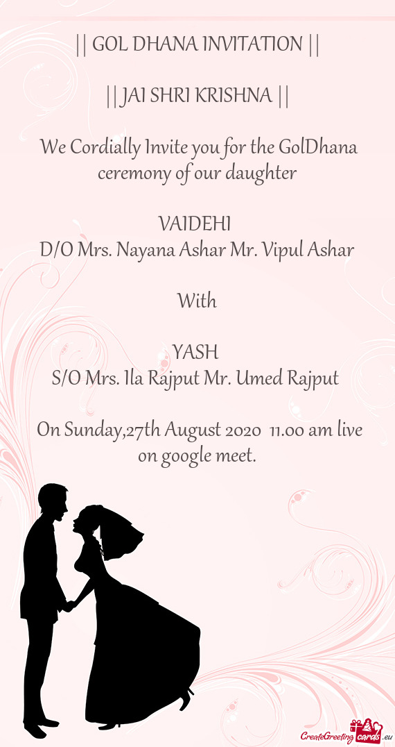 D/O Mrs. Nayana Ashar Mr. Vipul Ashar