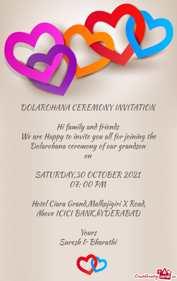 DOLAROHANA CEREMONY INVITATION