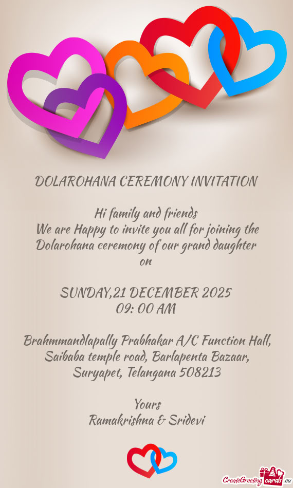 Dolarohana ceremony of our grand daughter