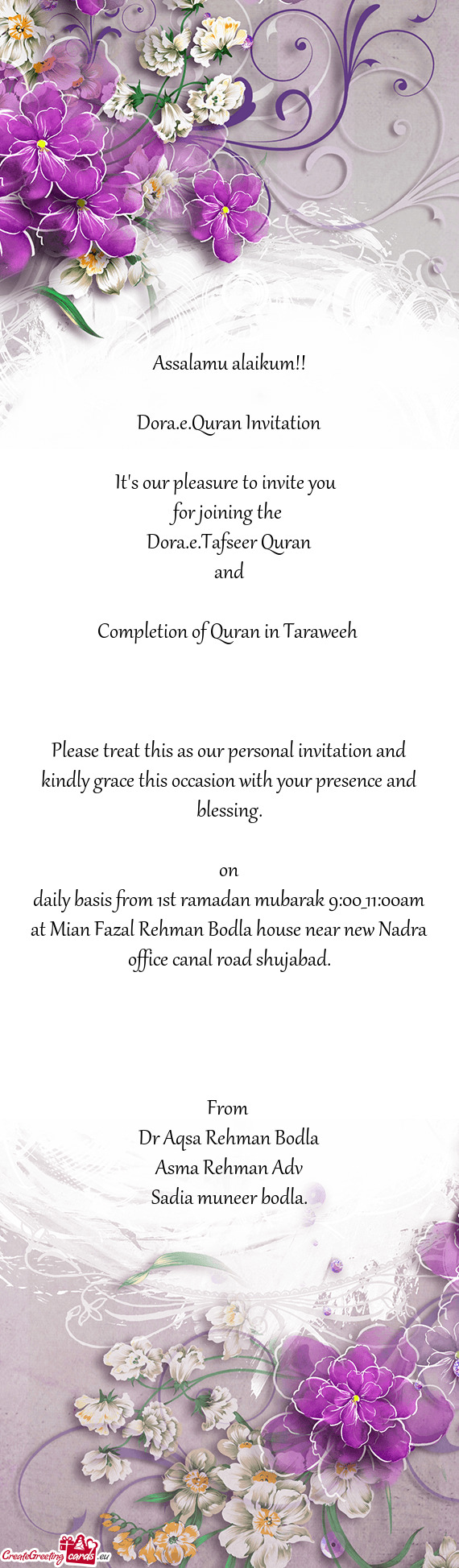 Dora.e.Quran Invitation