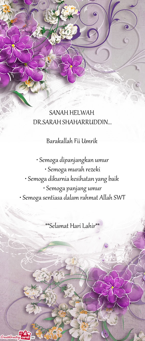 DR.SARAH SHAHARRUDDIN