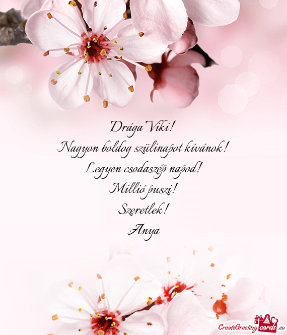 Drága Viki! Nagyon boldog szülinapot kívánok! Legyen csodaszép napod! Millió puszi! Szere