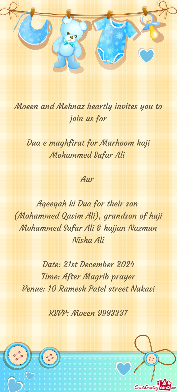 Dua e maghfirat for Marhoom haji Mohammed Safar Ali