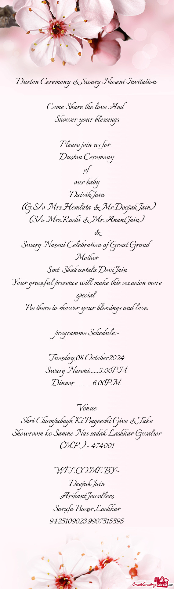 Duston Ceremony & Swarg Naseni Invitation