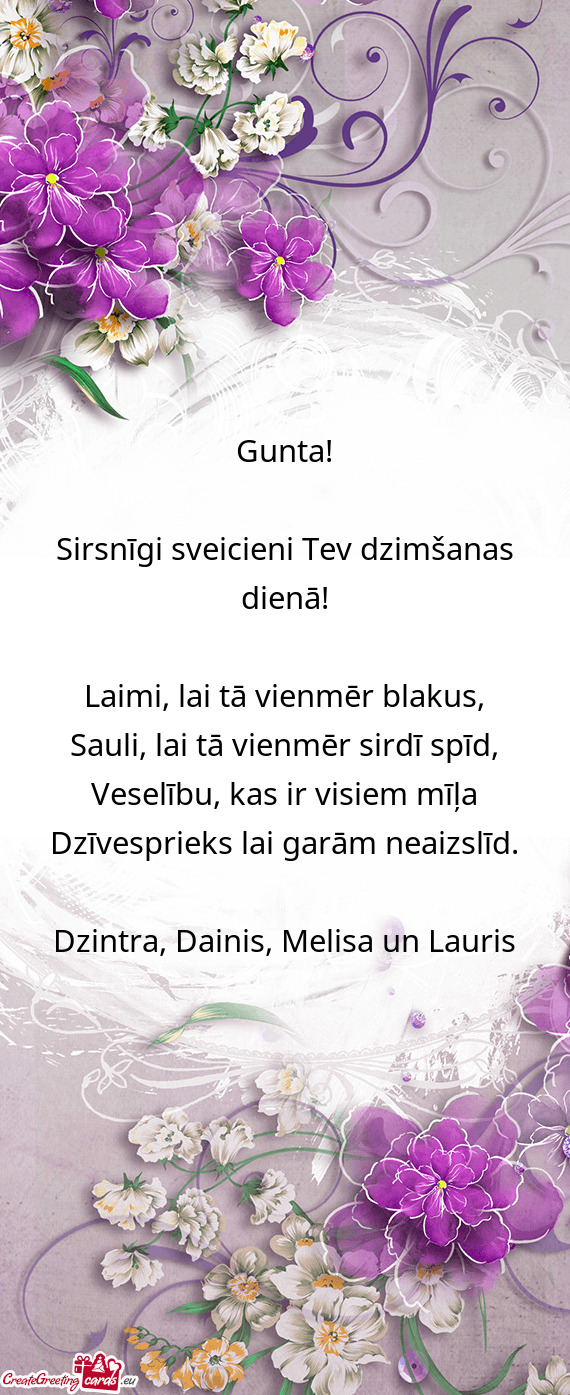 Dzintra, Dainis, Melisa un Lauris