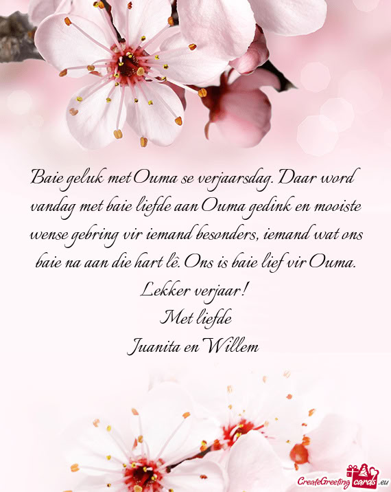 E gebring vir iemand besonders, iemand wat ons baie na aan die hart lê. Ons is baie lief vir Ouma