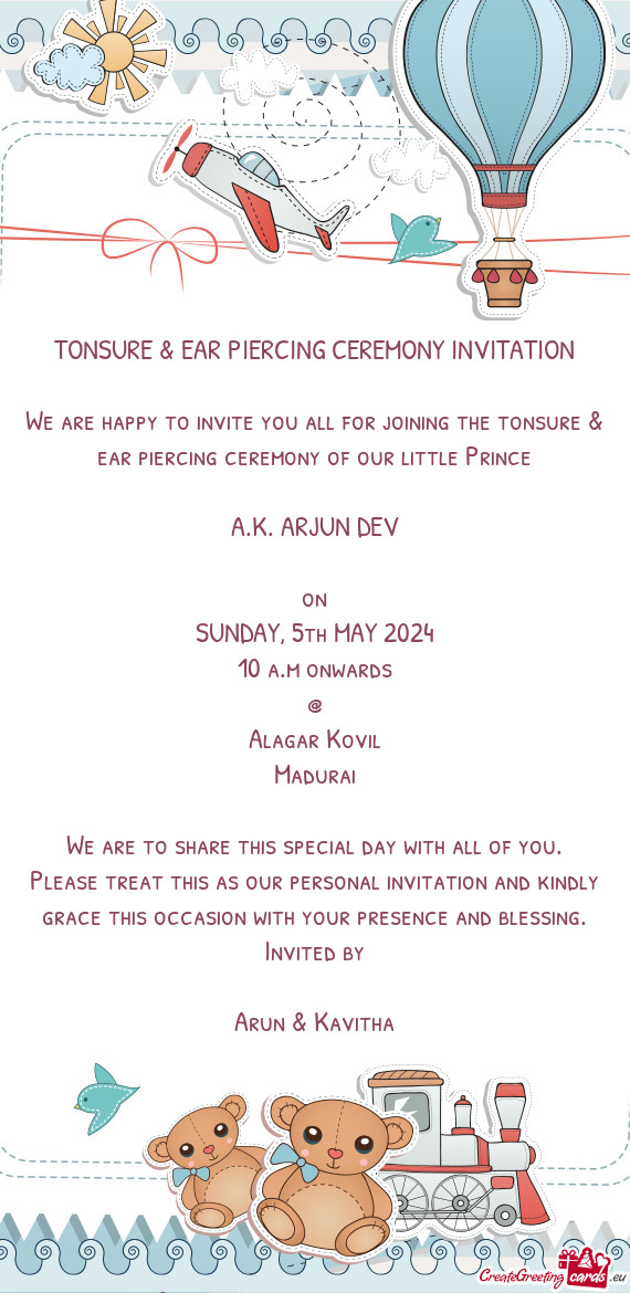& ear piercing ceremony of our little Prince A