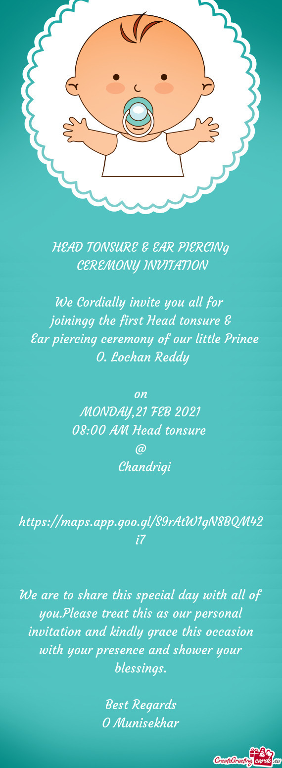 Ear piercing ceremony of our little Prince