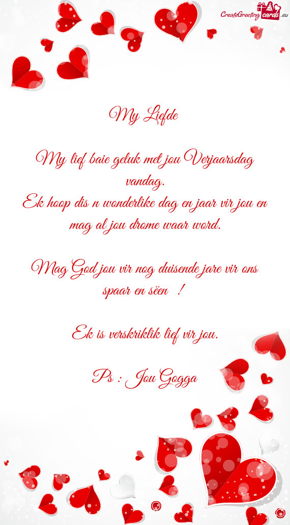 Ek hoop dis n wonderlike dag en jaar vir jou en mag al jou drome waar word
