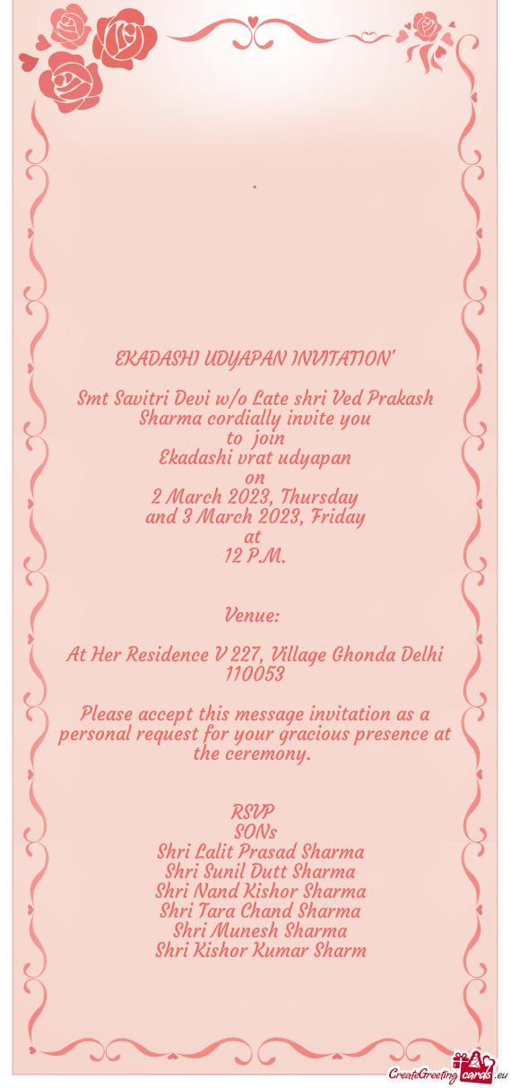EKADASHI UDYAPAN INVITATION"