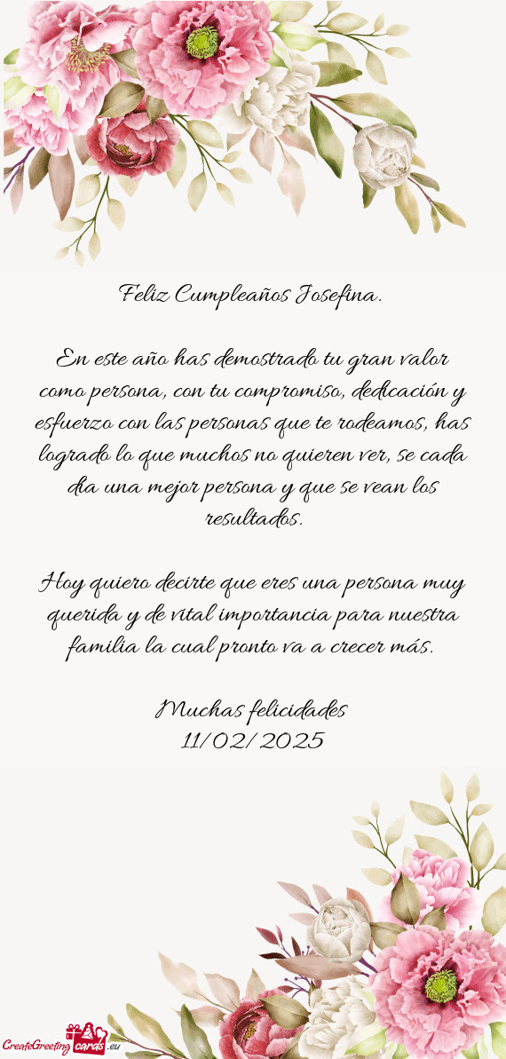 En este año has demostrado tu gran valor como persona, con tu compromiso, dedicación y esfuerzo co