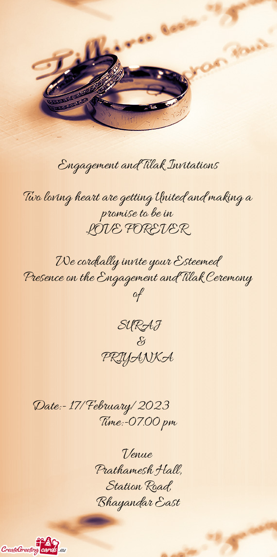Engagement and Tilak Invitations