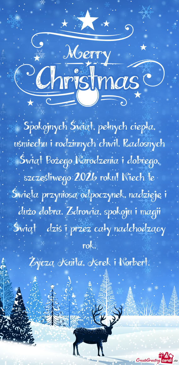 Enia i dobrego, szczęśliwego 2026 roku! Niech te Święta przyniosą odpoczynek, nadzieję i dużo