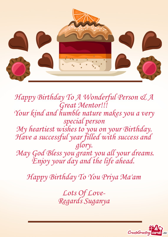 Ery special person My heartiest wishes to you on your Birthday