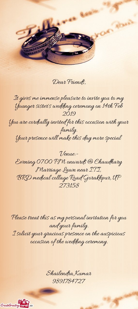 Evening 07:00 PM onwards @ Chaudhary Marriage Lawn near I.T.I