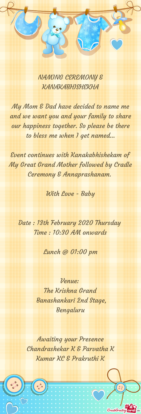 Event continues with Kanakabhishekam of My Great Grand Mother followed by Cradle Ceremony & Annapras