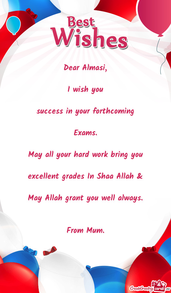 Excellent grades In Shaa Allah &