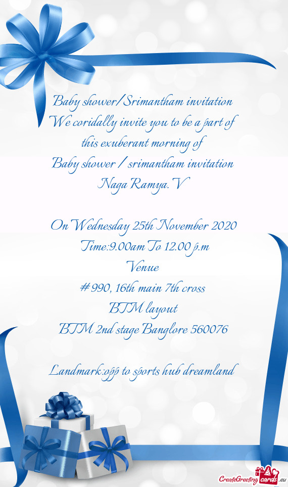 F
 Baby shower / srimantham invitation 
 Naga Ramya