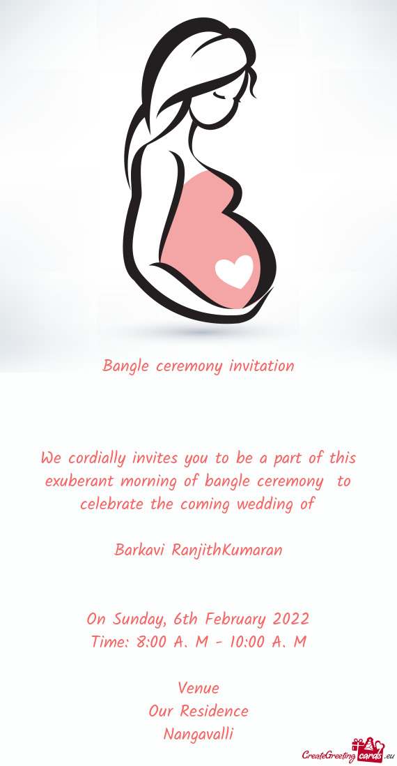 F bangle ceremony to celebrate the coming wedding of
 
 Barkavi RanjithKumaran
 
 
 On Sunday