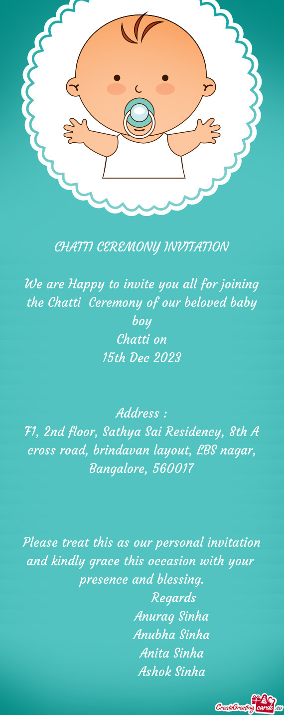 F1, 2nd floor, Sathya Sai Residency, 8th A cross road, brindavan layout, LBS nagar, Bangalore, 56001
