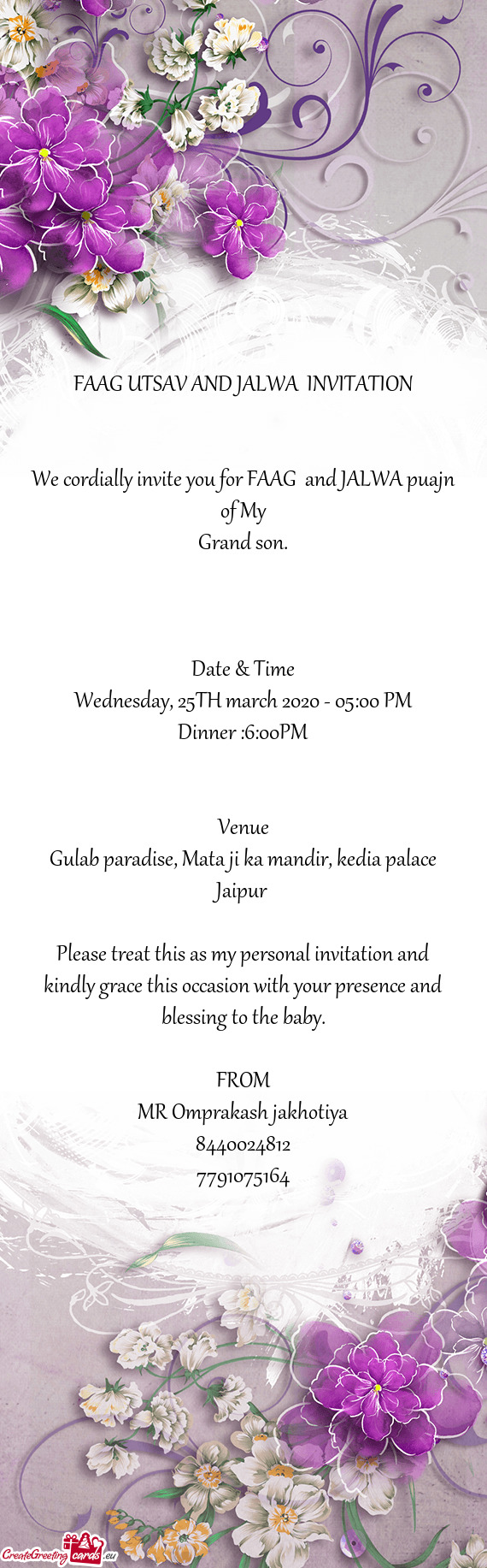 FAAG UTSAV AND JALWA INVITATION