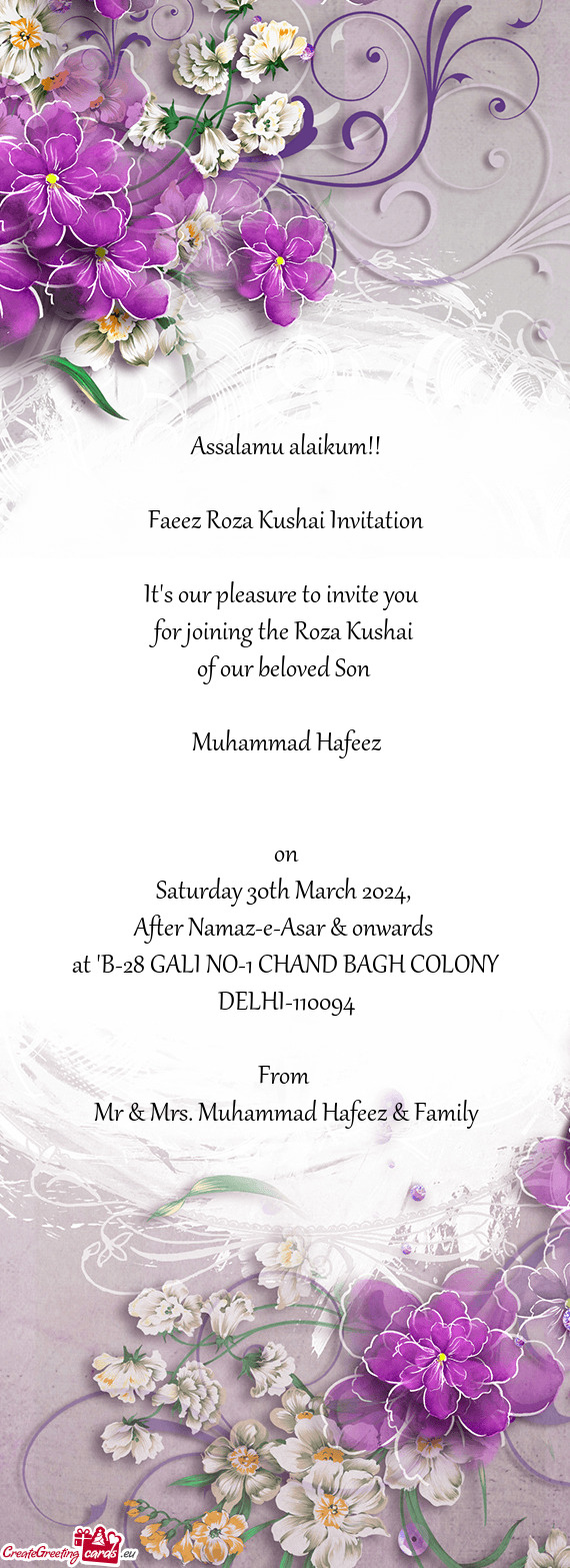 Faeez Roza Kushai Invitation
