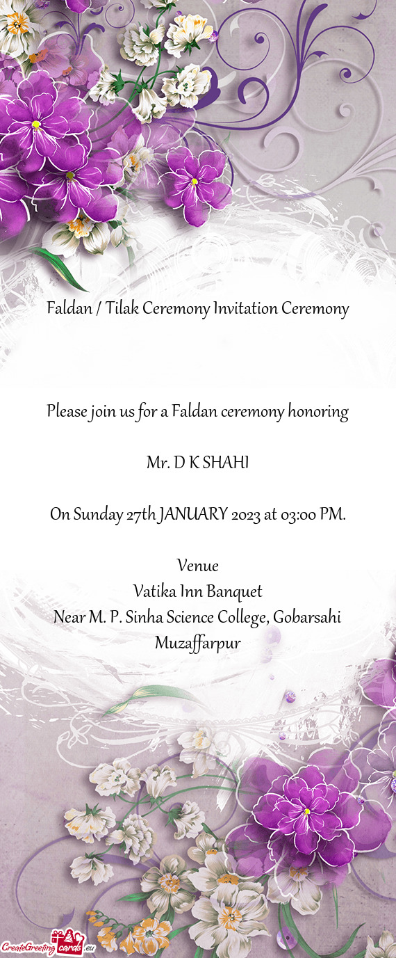Faldan / Tilak Ceremony Invitation Ceremony