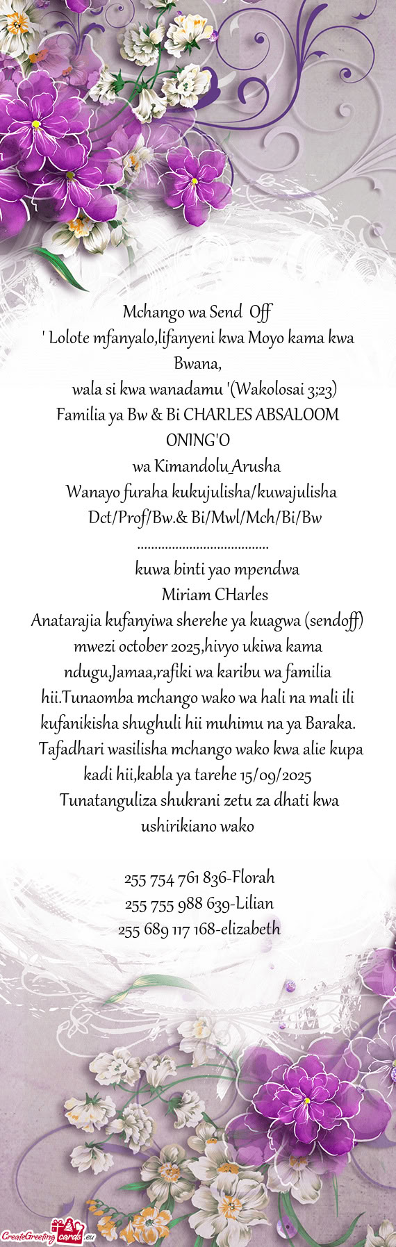 Familia ya Bw & Bi CHARLES ABSALOOM ONING