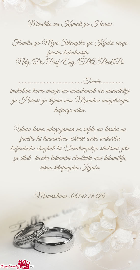 Familia ya Mzee Sikanyika ya Kyuba inayo furaha kukutaarifu