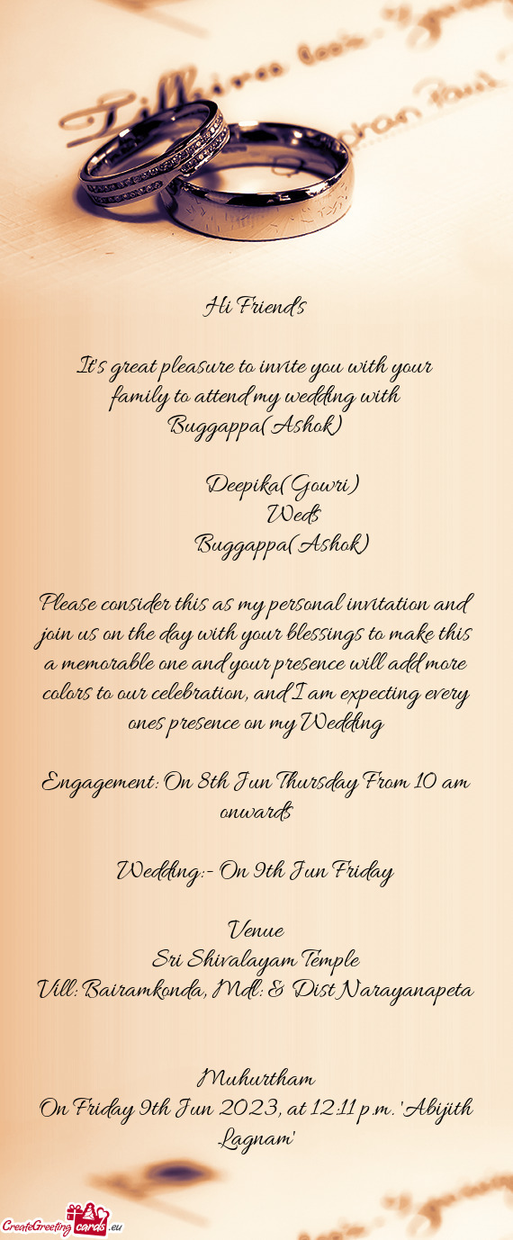 Family to attend my wedding with Buggappa(Ashok)