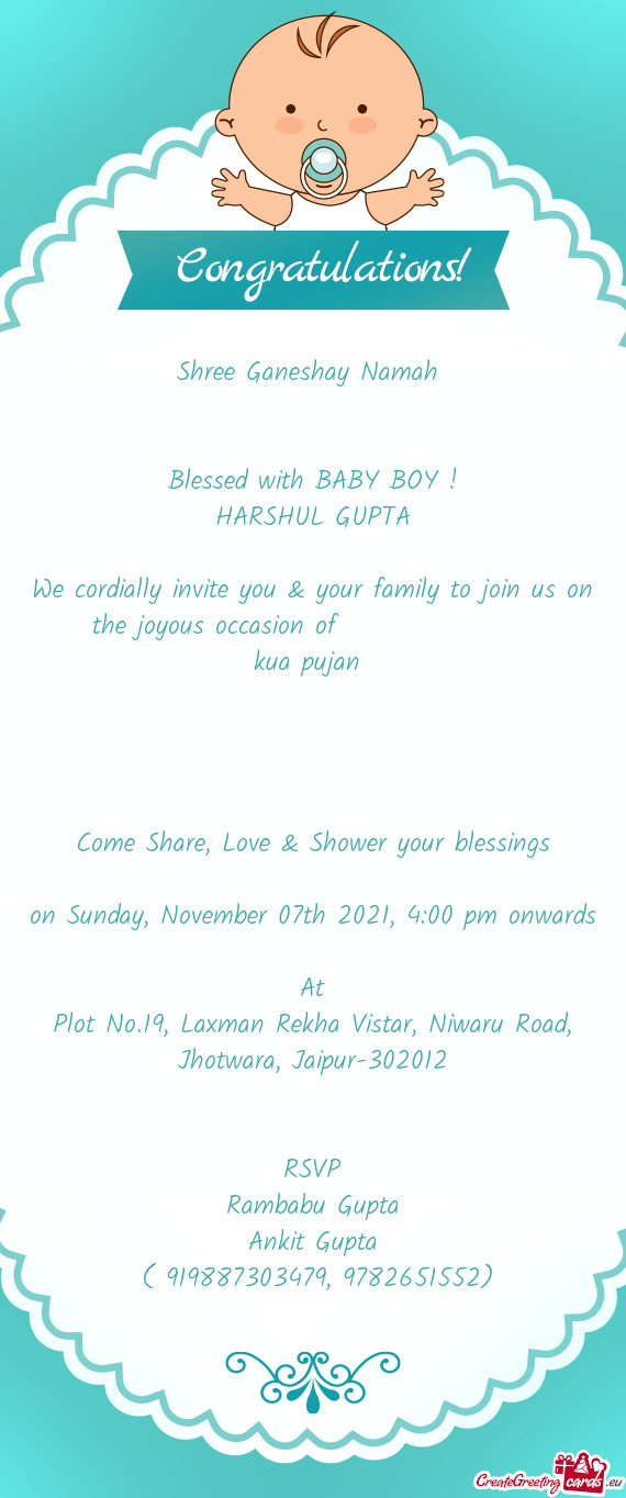 Family to join us on the joyous occasion of     
 kua pujan 
 
 
 
 
 Come Share