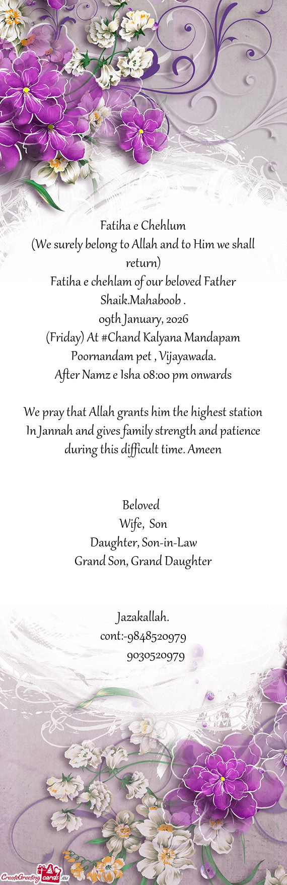 Fatiha e chehlam of our beloved Father Shaik.Mahaboob