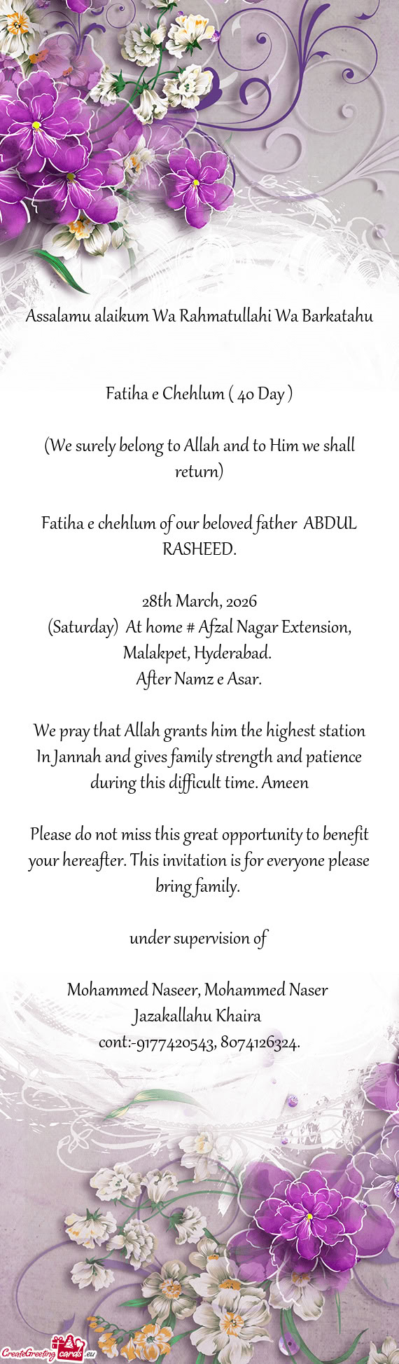 Fatiha e Chehlum ( 40 Day )